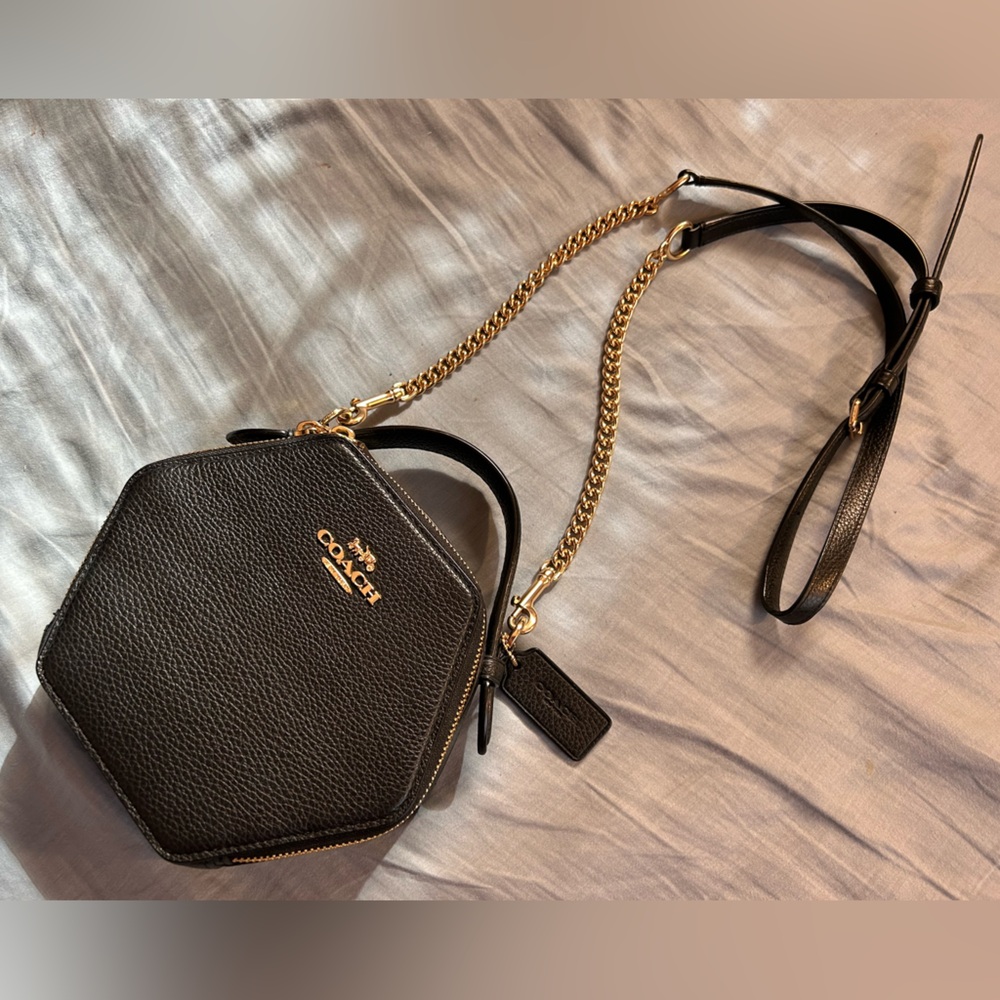 Coach hexagonal top handle crossbody bag